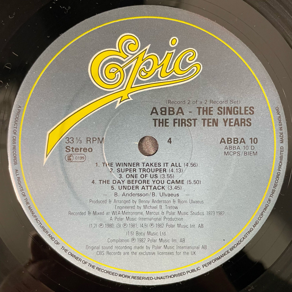 Винтажная виниловая пластинка LP ABBA АББА The Singles (The First Ten Years) (Англия 1982)