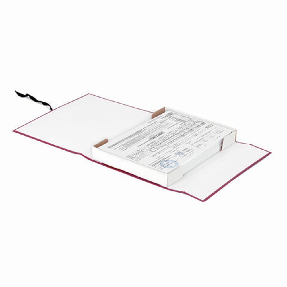 Короб архивный А4 (240х330 мм), 35 мм, 2 завязки, бумвинил, до 300 листов, бордовый, BRAUBERG, 122037