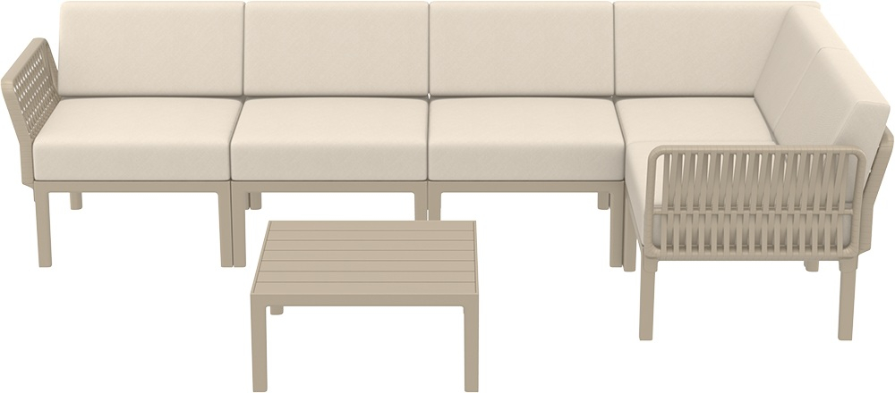 Комплект пластиковой мебели Siesta Contract Portofino Lounge Corner, бежевый, бежевый
