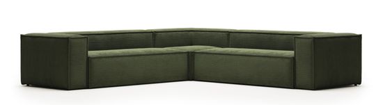 6-местный угловой диван Blok La Forma в зеленом толстом вельвете 320 x 320 см