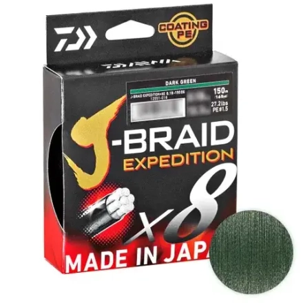 Леска J-BRAID EXPEDITION×8E 0.10mm-150m DARK GREEN