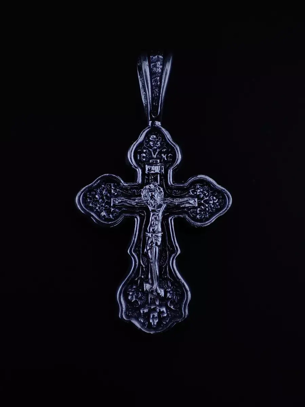 Православный серебряный крест "Спаси и сохрани"