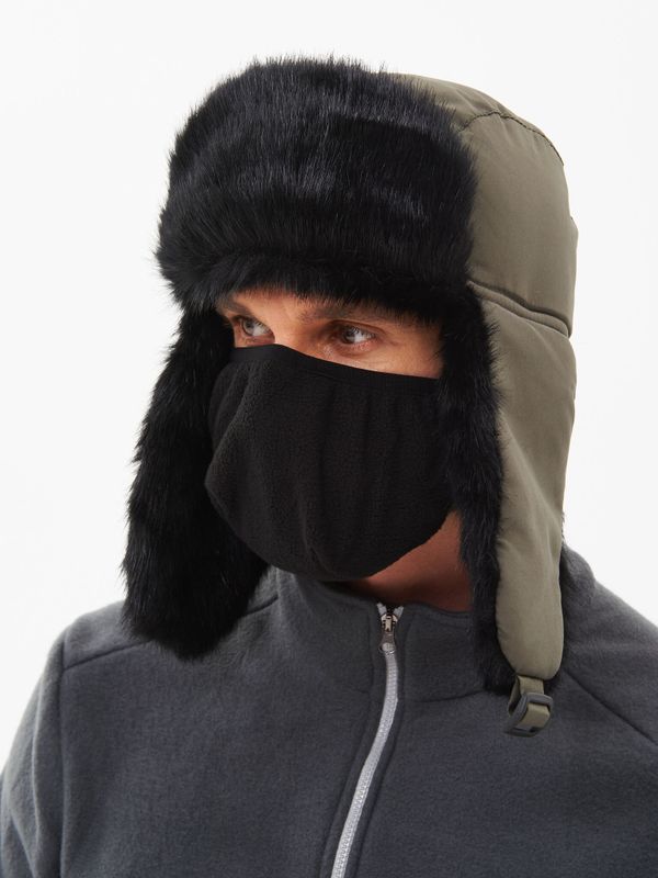 Шапка ушанка с маской Евро Норка ткань Taslan цвет Хаки