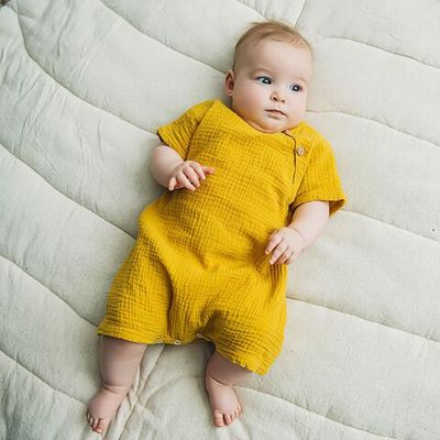 Muslin jumpsuit 0-3 months - Mustard