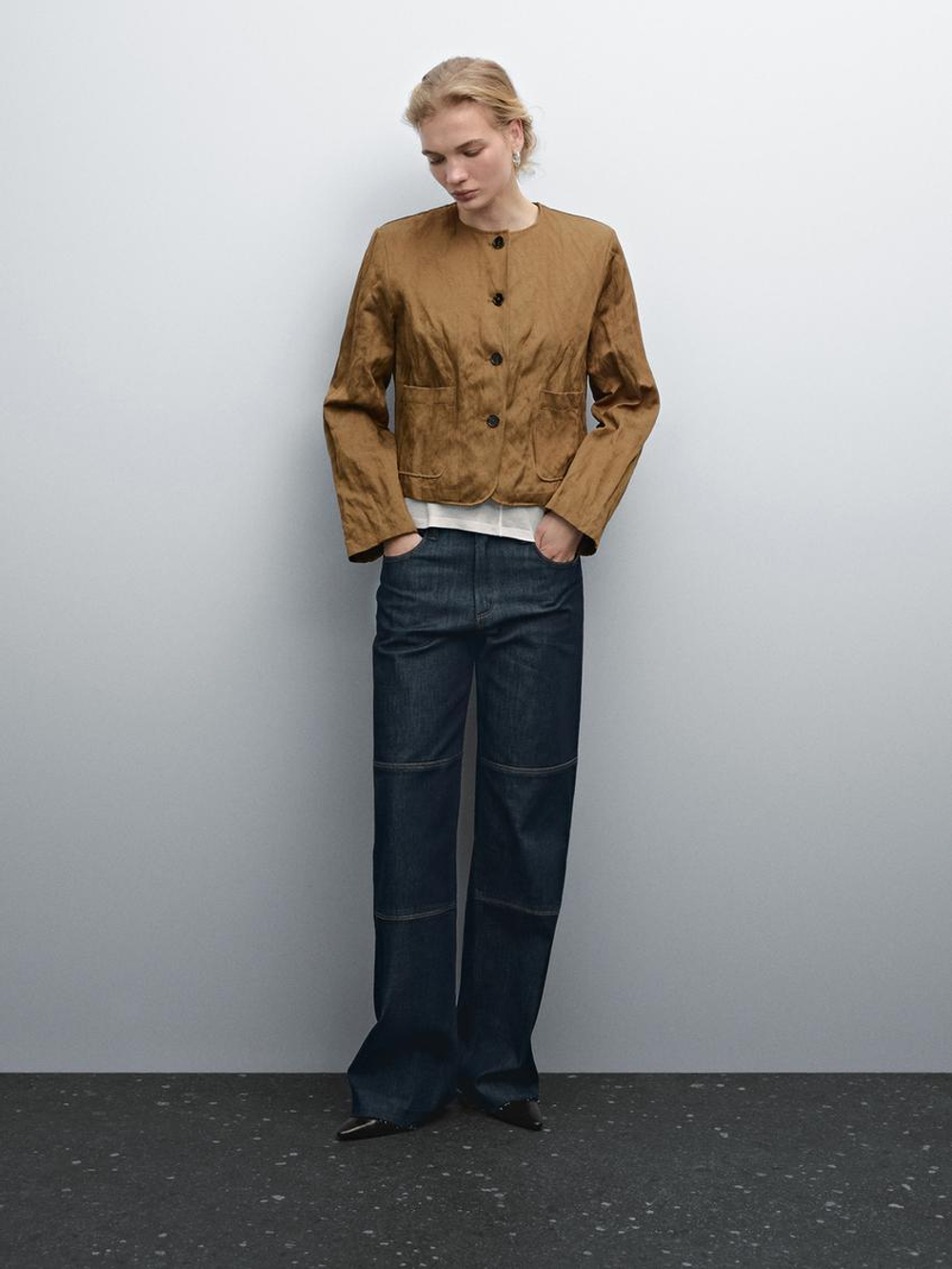 Massimo Dutti Короткая куртка с декоративной отделкой, золотистый