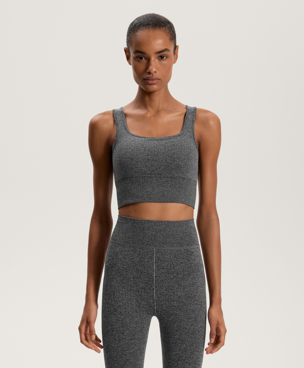 Oysho Бесшовная майка Tank top, темно-серый меланж