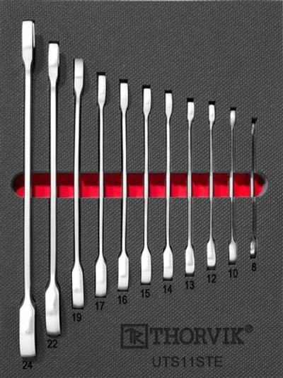 UTS11STE Набор ключей комбинированных трещоточных в EVA ложементе 280х375 мм, 11 предметов