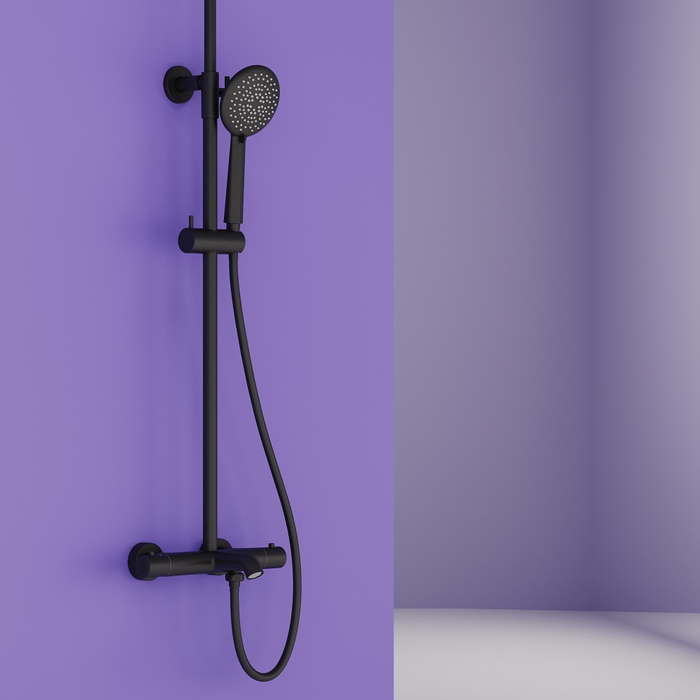 Душевая система Sancos Game с термостатом черный, арт.SC3001MB