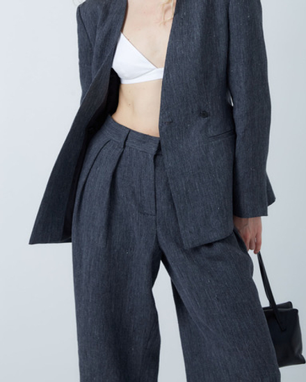 Брюки из смесового льна Брунелло Кучинелли темно-серый