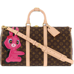 LOUIS VUITTON Sun Yitian Collaboration Keepall Leather Trim One Shoulder Crossbody Handheld Travel Bag Women"s Brown