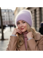 шапка вязаная бини ангора теплая демисезонная с отворотом