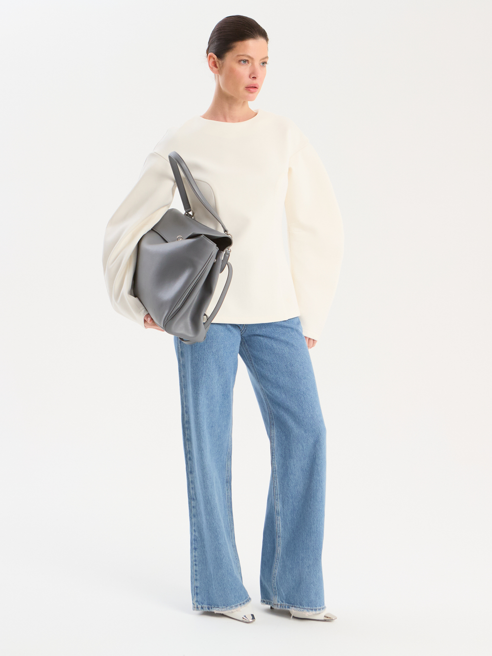 Блуза О-силуэт трикотажная