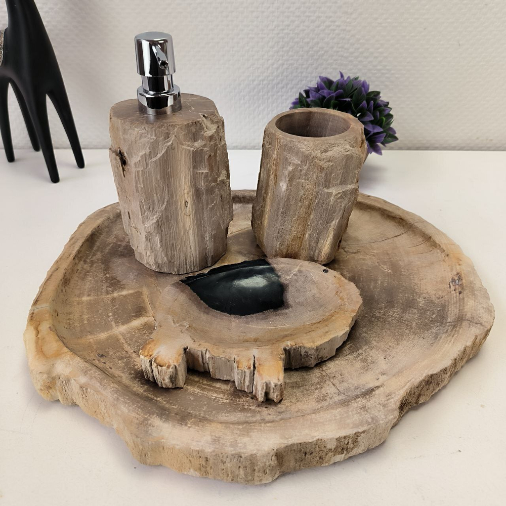 Набор из окаменелого дерева 4 предм Fossil Set NF-63077 поднос 33см*37см