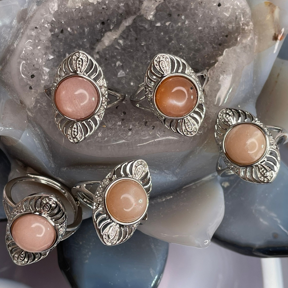 30810 Лунный камень Кольцо 12мм от 17р раздвижное