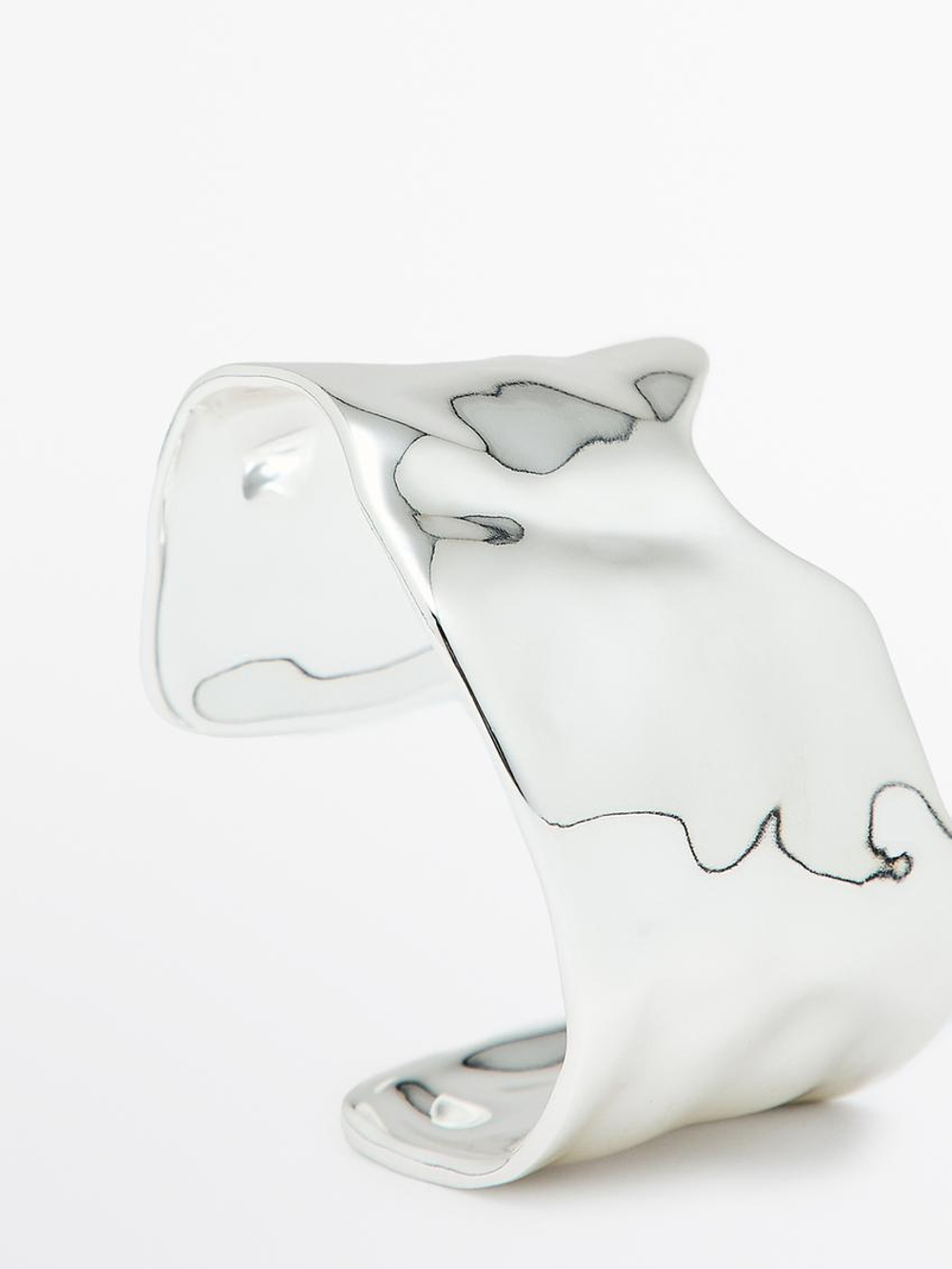 Massimo Dutti Широкий браслет асимметричной формы, серебряный