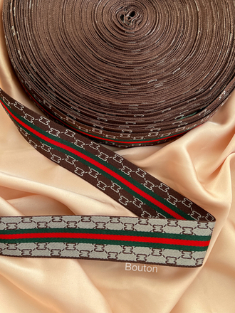 Тесьма Гучч. 30 мм. темно-коричневая жаккард