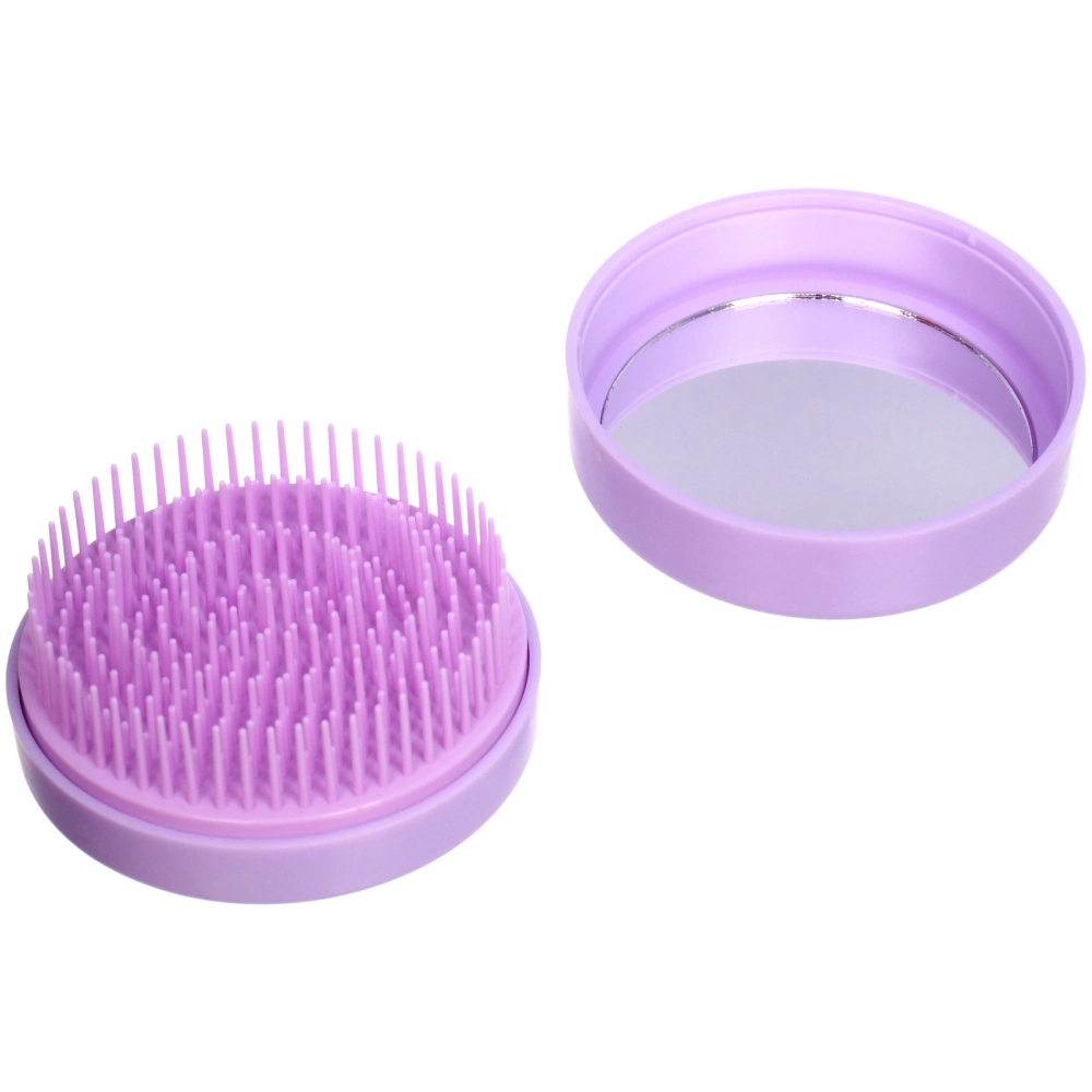 Расческа массажная с зеркалом компактная «МИРА», цвет фиолетовый, 7*3,3см (PVC коробка)