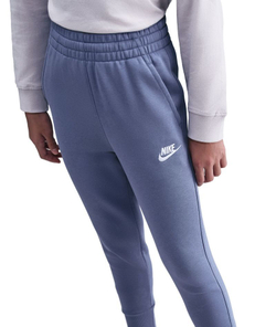 Брюки для девочки Nike Kids Sportswear Club Fleece High-Waisted Fitted - world indigo/world indigo/white