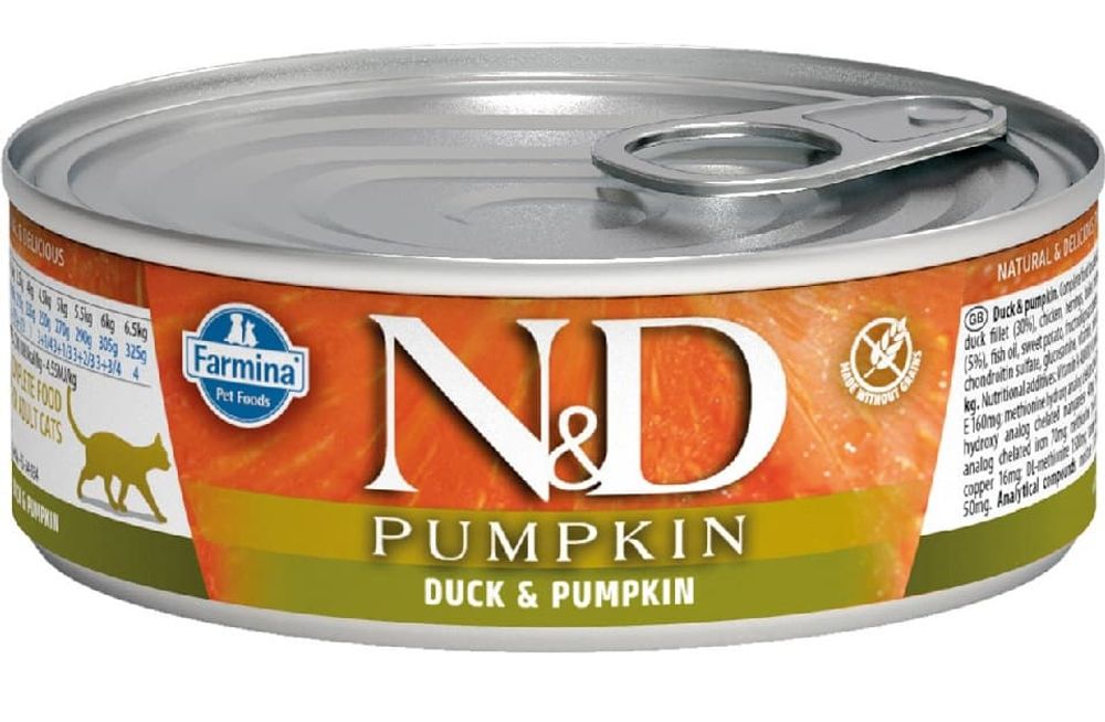 Влажный корм N&amp;D PUMPKIN для кошек с уткой и тыквой 70г