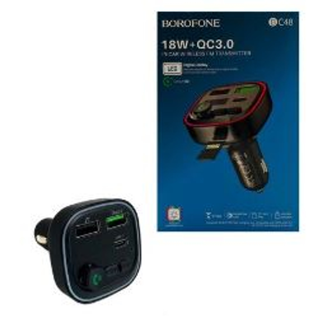 Модулятор ДС FM МР3 Bluetooth 2USB цифровой дисплей,BT,TF-карта,Type-C "Borofone" BC-48 20549