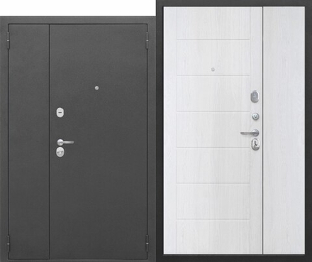 Двери входные 7,5 см Гарда Серебро 1200, Белый ясень