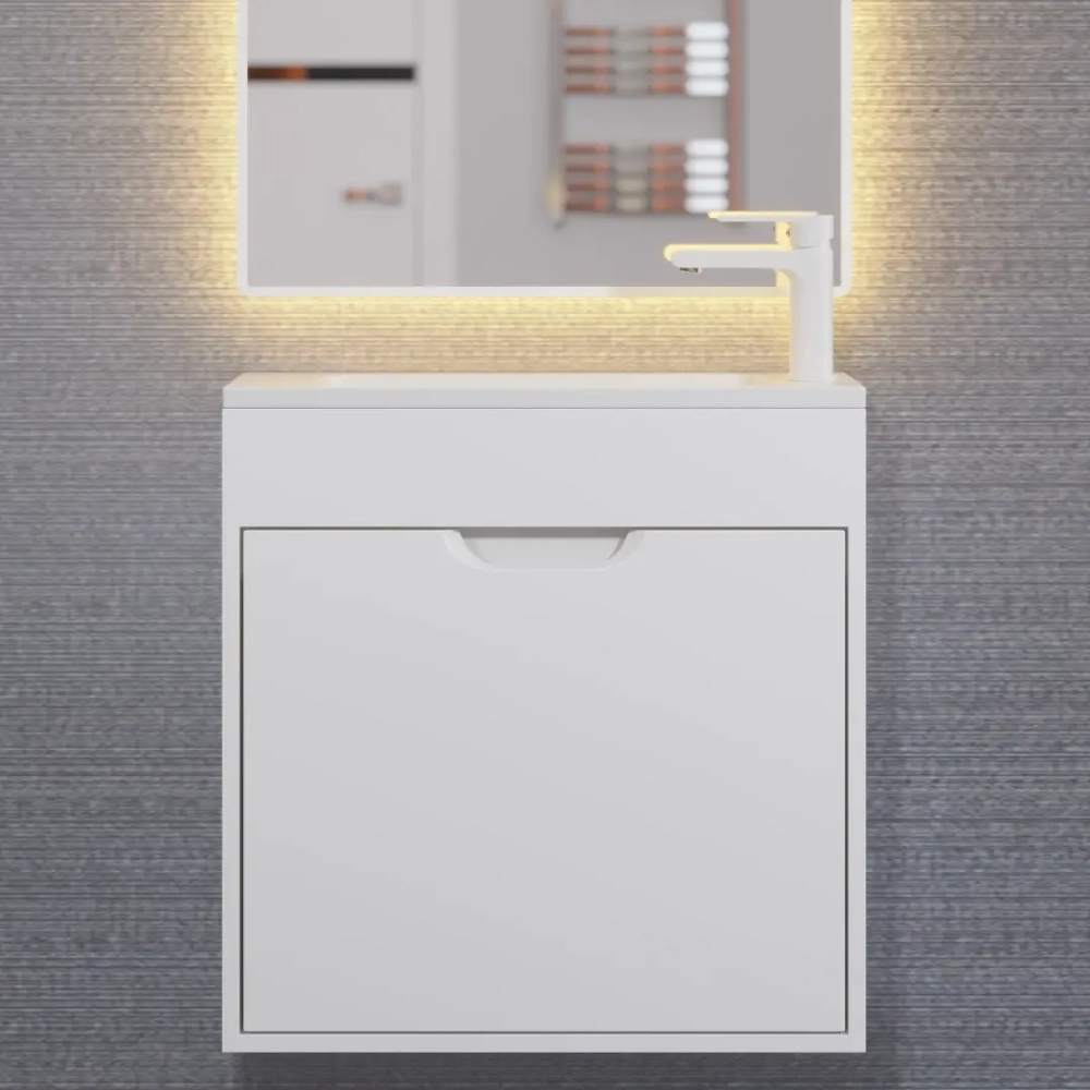 Тумба с раковиной для ванной Uperwood Modul 60 см, подвесная, матовая, белая