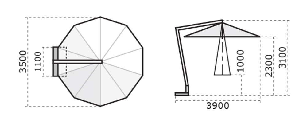 Зонт профессиональный Scolaro Napoli Braccio, антрацит, слоновая кость