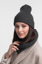 Снуд-резинка вязаный (Черный меланж)