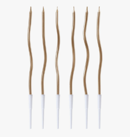 Свеча для торта Волна Золотой металлик 13 см, 6 шт