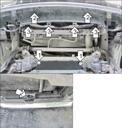 Защита радиатора. 2 мм, Сталь. для Nissan Pathfinder 2010-2014, Motodor.71406