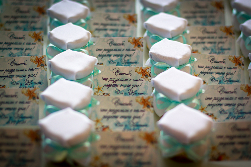 Бонбоньерка с медом на свадьбу в стиле "тиффани"