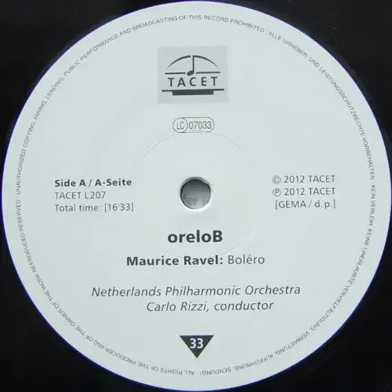 Ravel, Netherlands Philharmonic Orchestra, Carlo Rizzi, Gordan Nikolitch – oreloB - Tacet LP