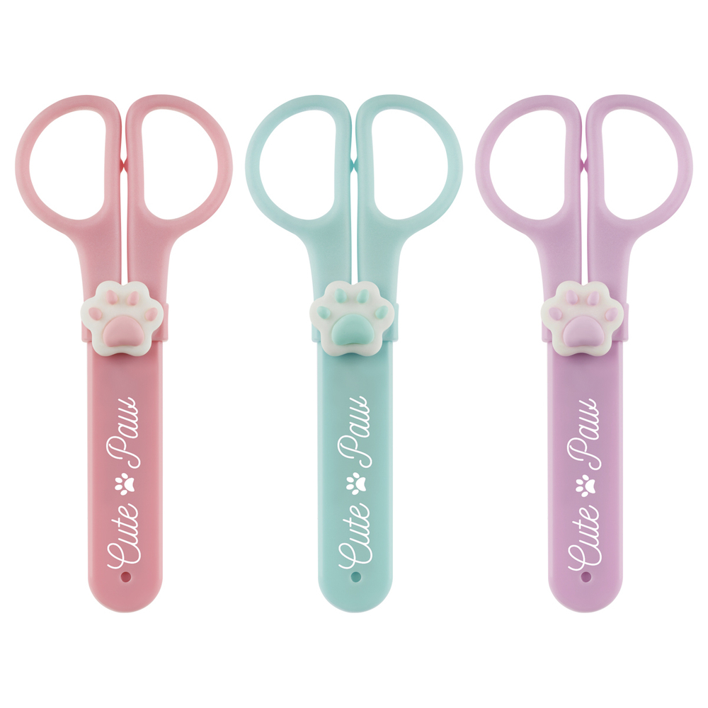 Ножницы детские MESHU "Paw" с топпером, 12см, в футляре, блистер, европодвес, ассорти