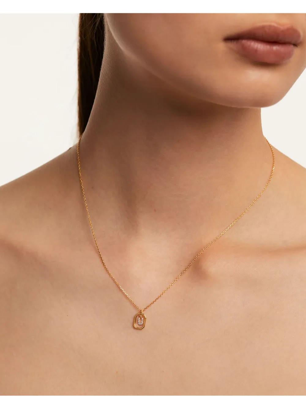 Колье женское PDPaola Мини-Буква U серебро 925 пробы покрытое золотом 750 пробы CO01-532-U