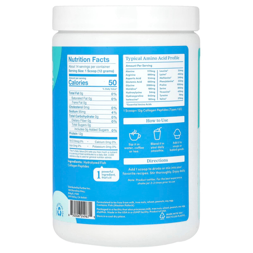 Further Food, Морской коллаген дикого вылова, без добавок, 168 г (5,93 унции)