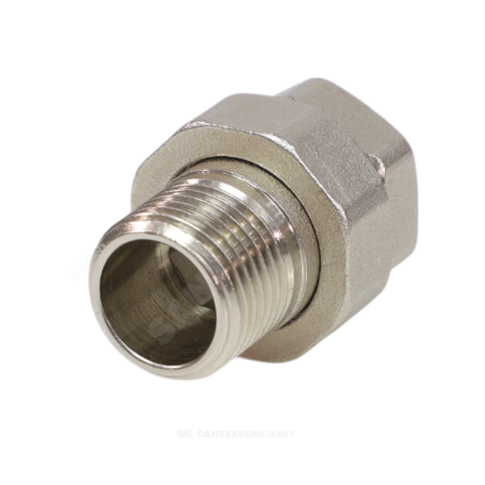 Соединитель латунь никель американка Ду 20 (3/4") прямой ВР/НР VALFEX VF.340.N.034