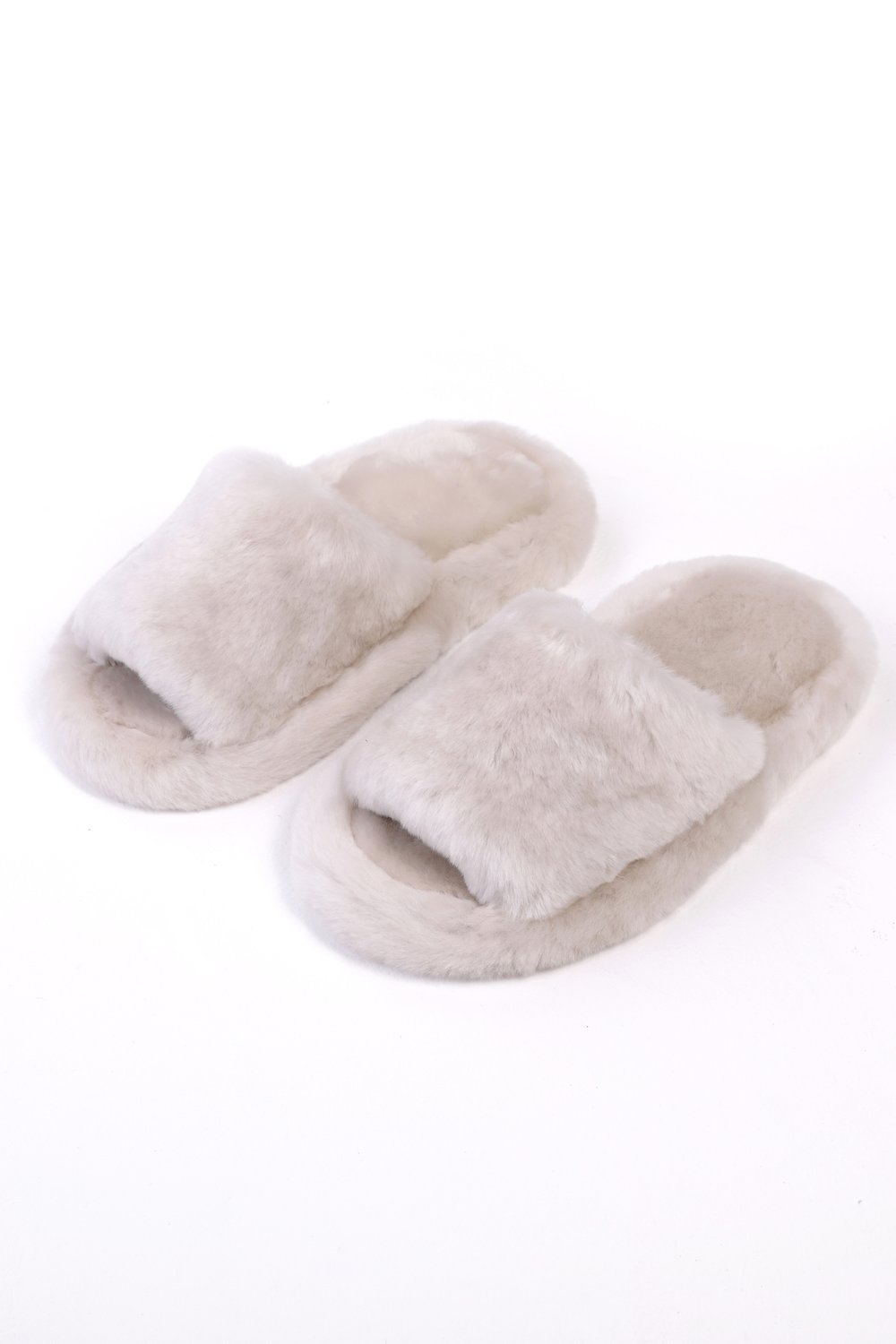 Женские открытые меховые домашние тапочки