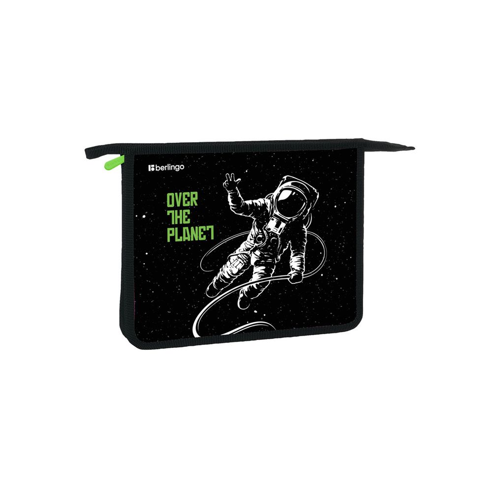 Папка для тетрадей 1 отделение А5 на молнии Berlingo Over the planet, пластик