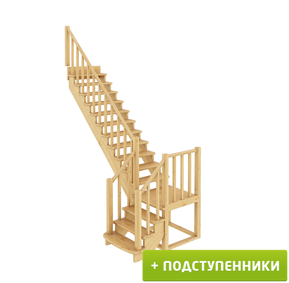 Лестница на второй этаж К-022м Левая с подступенками