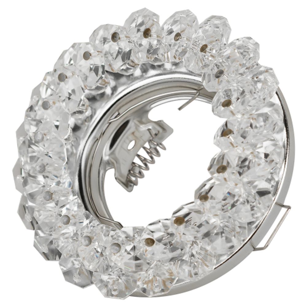 Светильник встраиваемый декоративный ЭРА DK16 CH/WH под лампу MR16 GU5.3 декор с хрусталиками прозрачный/хром | Декоративные встраиваемые светильники