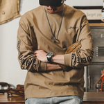 Футболка мужская с длинными рукавами осенняя модная, хлопковая в горном стиле