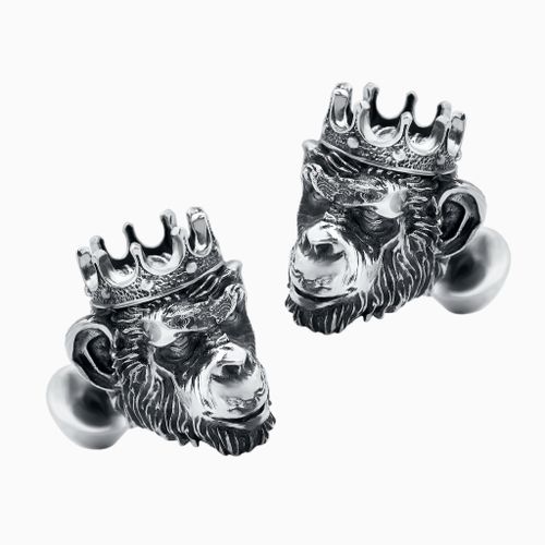 Запонки мужские KING MONKEY, оксидирование, рубин — корунд.