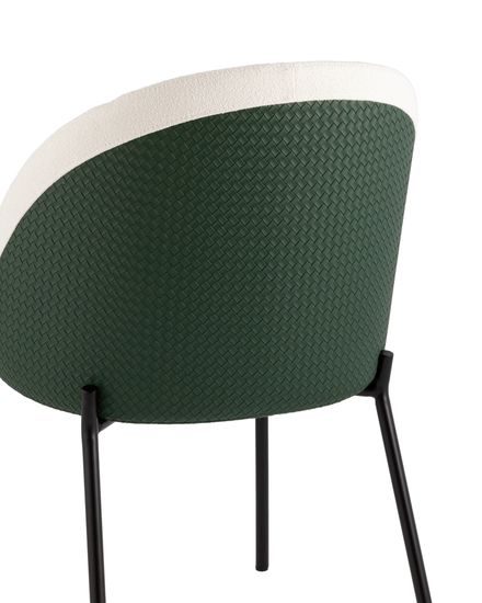 Стул обеденный Monro бежевый с зеленой экокожей