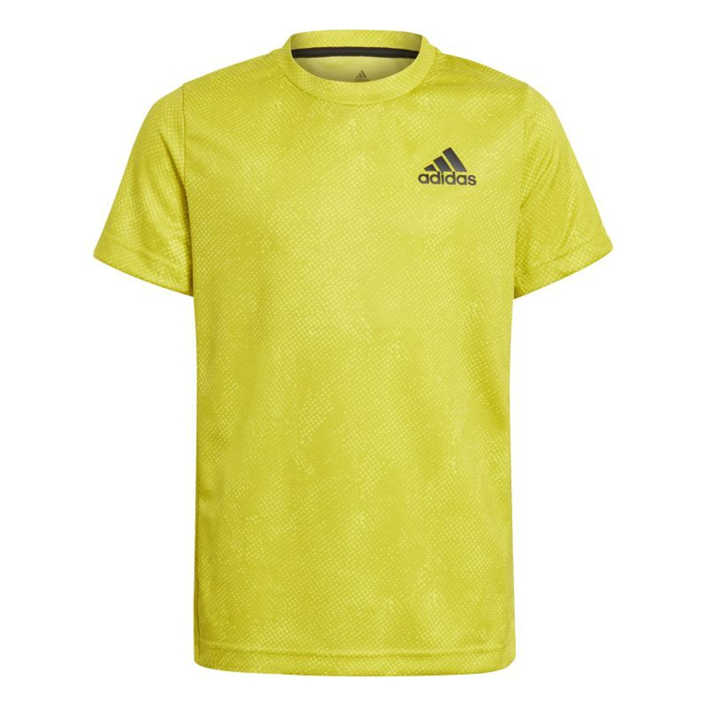 Футболка для мальчика теннисная Adidas Heat Ready Primeblue Freelift Tee - acid yellow/wild pine/white