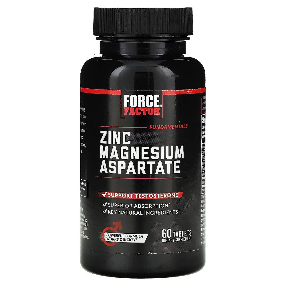 Force Factor, аспартат цинка и магния, 60 таблеток