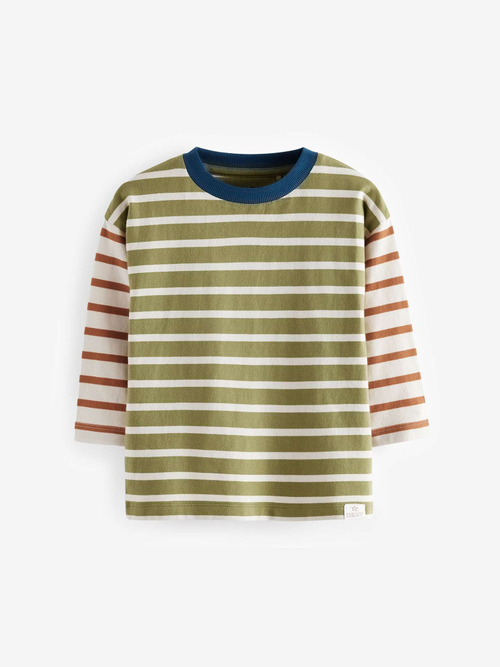 Лонгслив для мальчика Next B89-571, Хаки, Бежевый