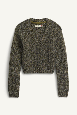 ZARA СВИТЕР С V-ОБРАЗНЫМ ВЫРЕЗОМ, ЗЕЛЕНЫЙ