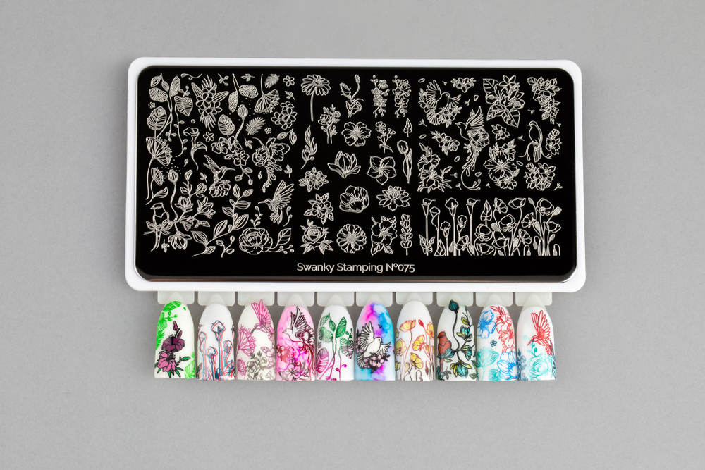 Swanky Stamping Пластина для стемпинга 075 примеры дизайна