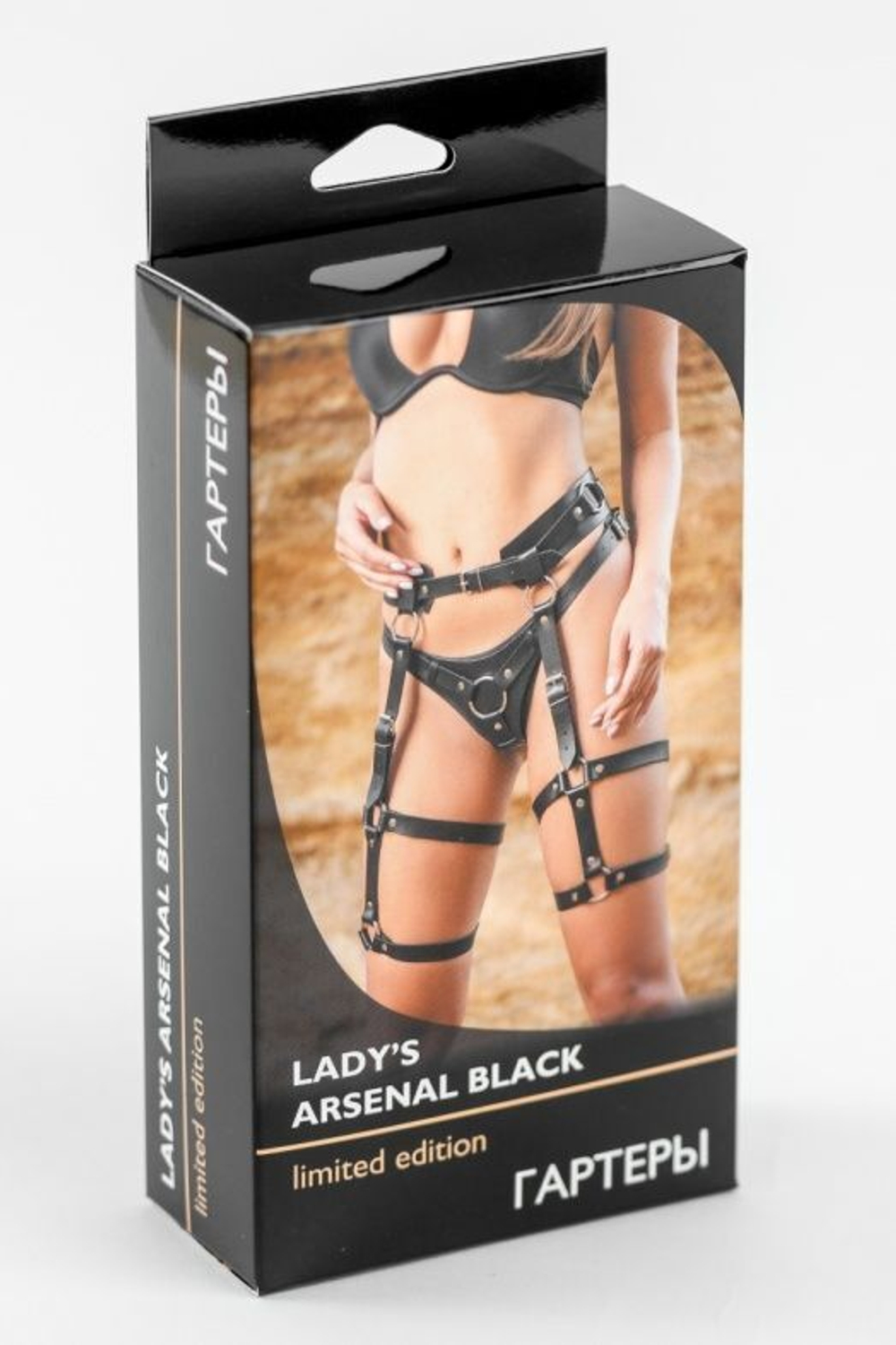 Черные кожаные гартеры на поясе (Размер: S-M-L) (Цвет: черный)