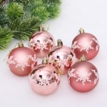 Новогодние шары «Снежный шарм» 6 см (набор 6 шт), Розовый